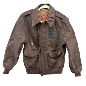 Vintage Cooper Type A-2 Leather Flight Bomber Jacket Mens 42R Brown USA 80s